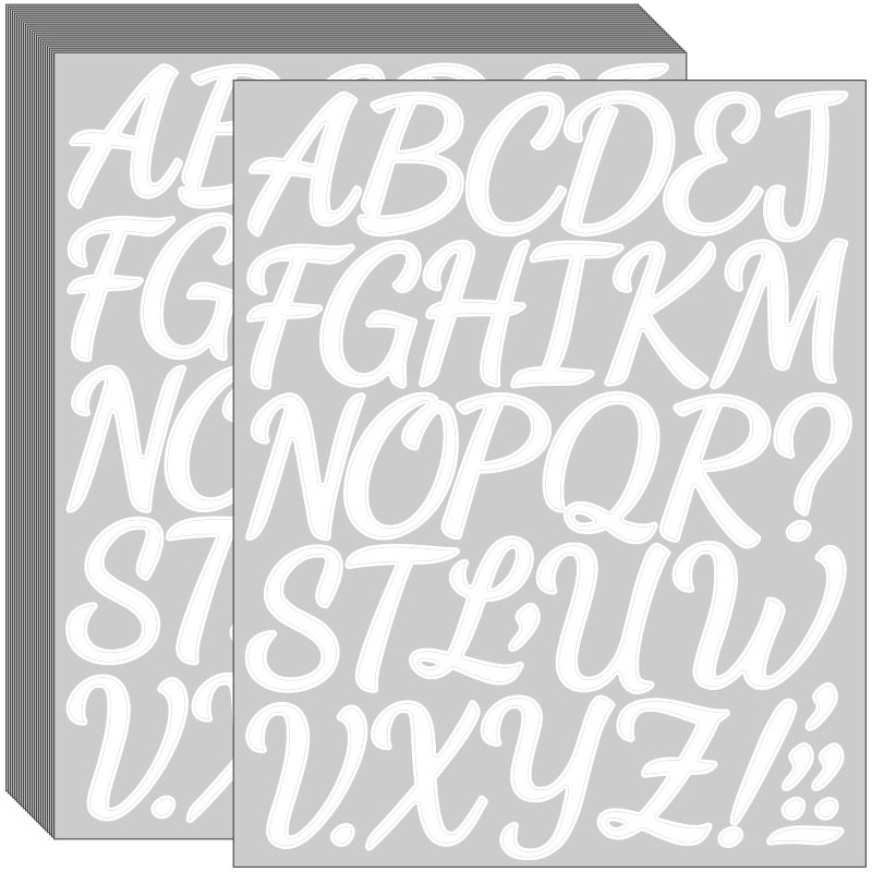 Bemeol 864 Pieces Letter Stickers 24 Sheets 2 Inch Alphabet Letter Stickers Self Adhesive Stickers Letters For Bulletin Board Classroom Mailbox Door Home Decor(White) - Image 1